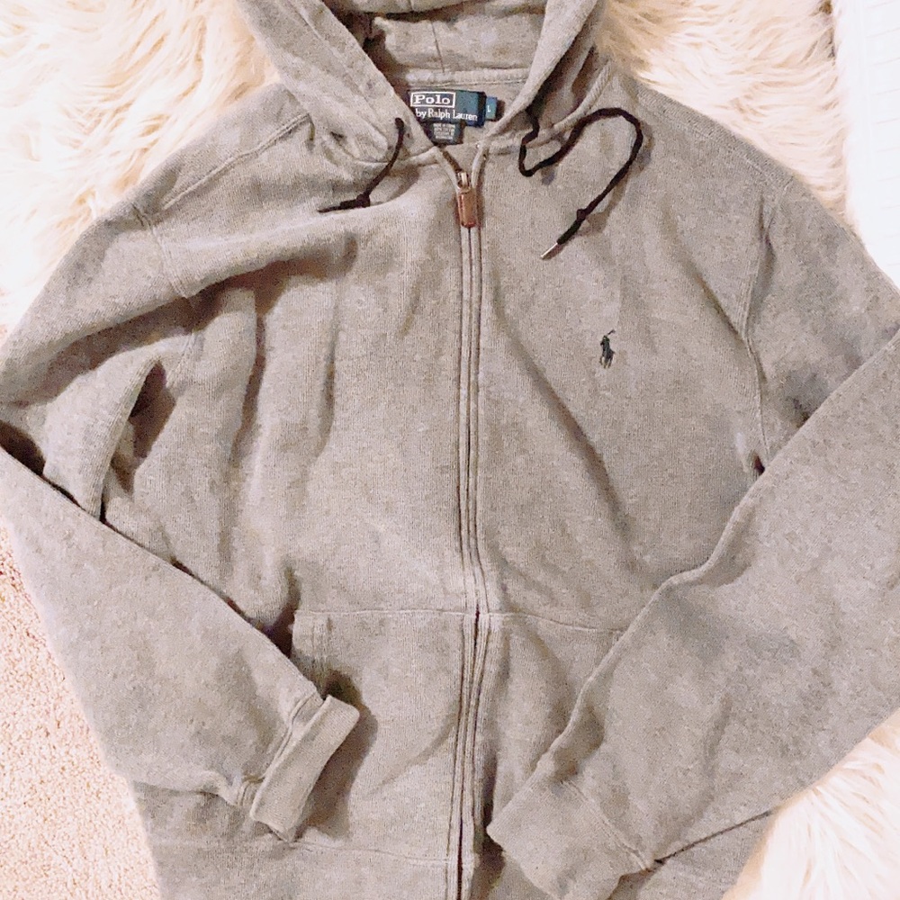Grey zip up mens polo by Ralph Lauren hoodie